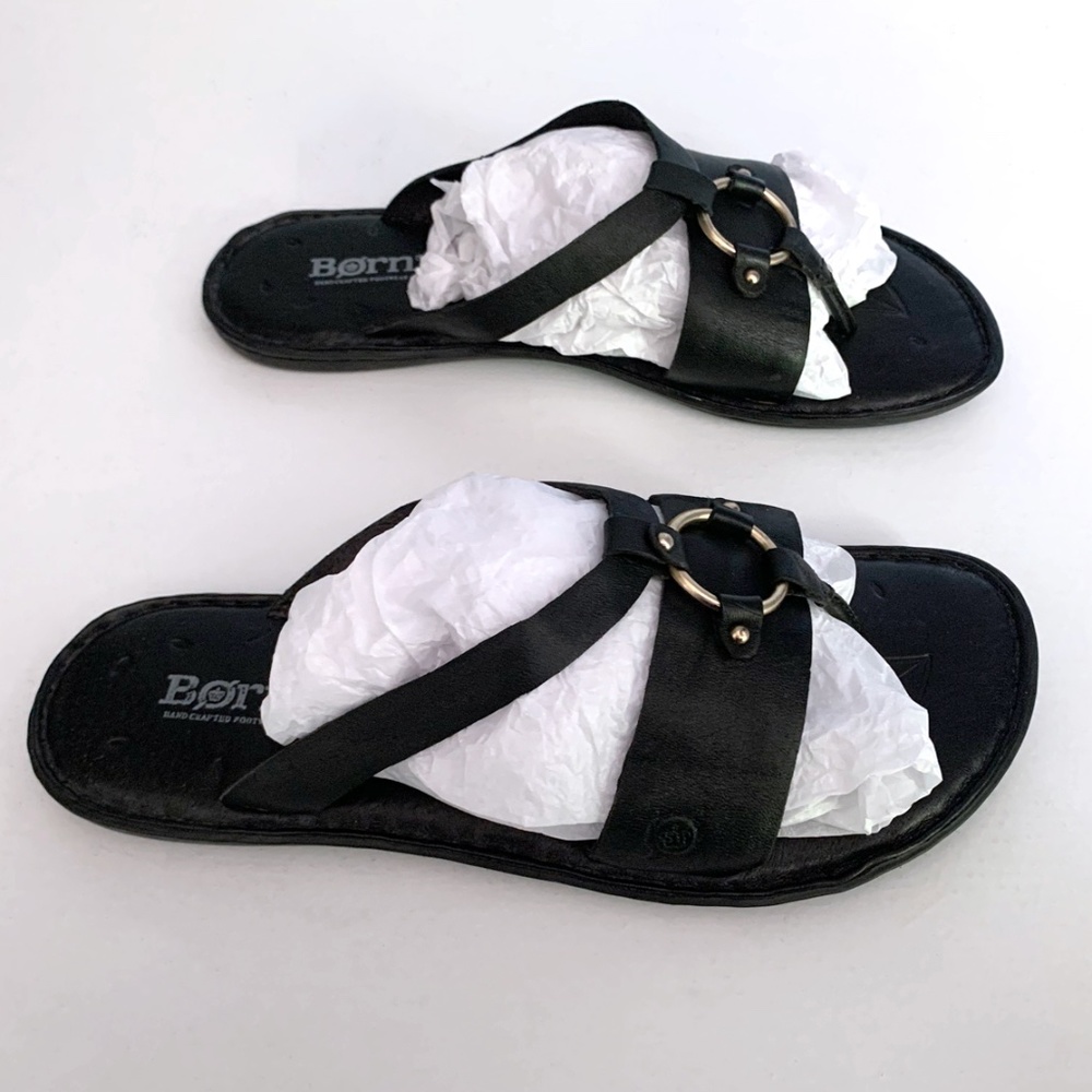 Born Black Leather Thong Sandals - Size 7 - Picture 5 of 7